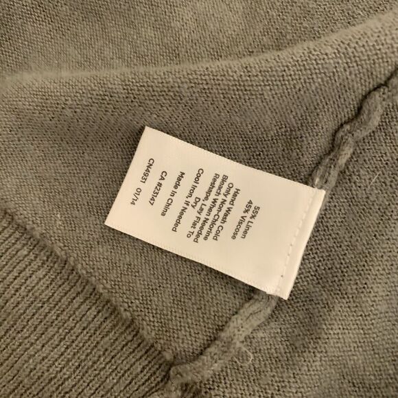 Talbots Olive Green Linen Viscose Blend Open Front Cardigan Size Small - Picture 5 of 6